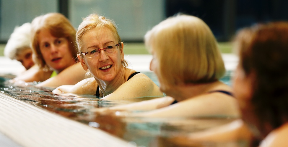 A group of women enjoying a hydrotherapy session