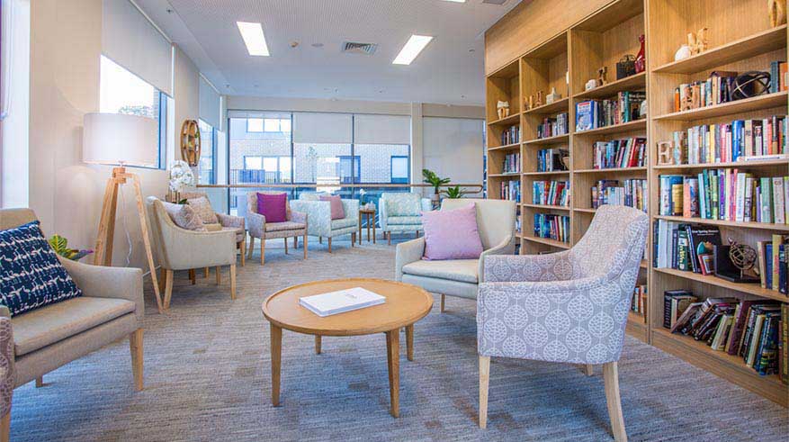 Campbell Place Retirement Community shared space library
