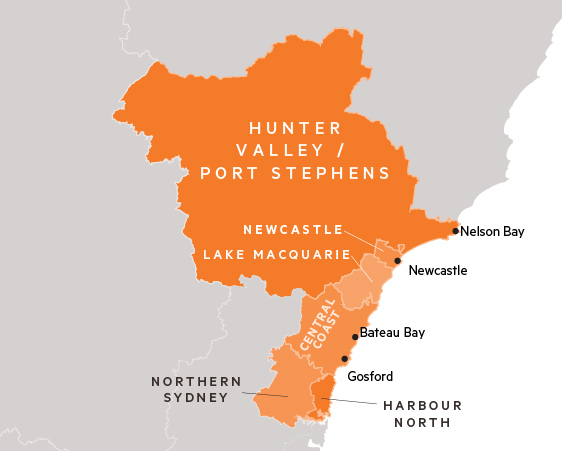 Map of NSW Hunter Metro Region