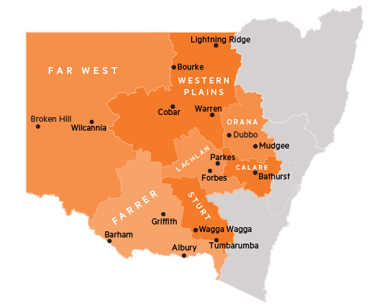 Map of western region NSW