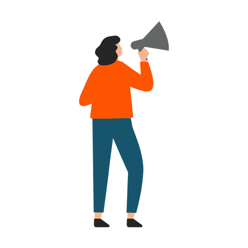 Illustration of woman speaking into megaphone