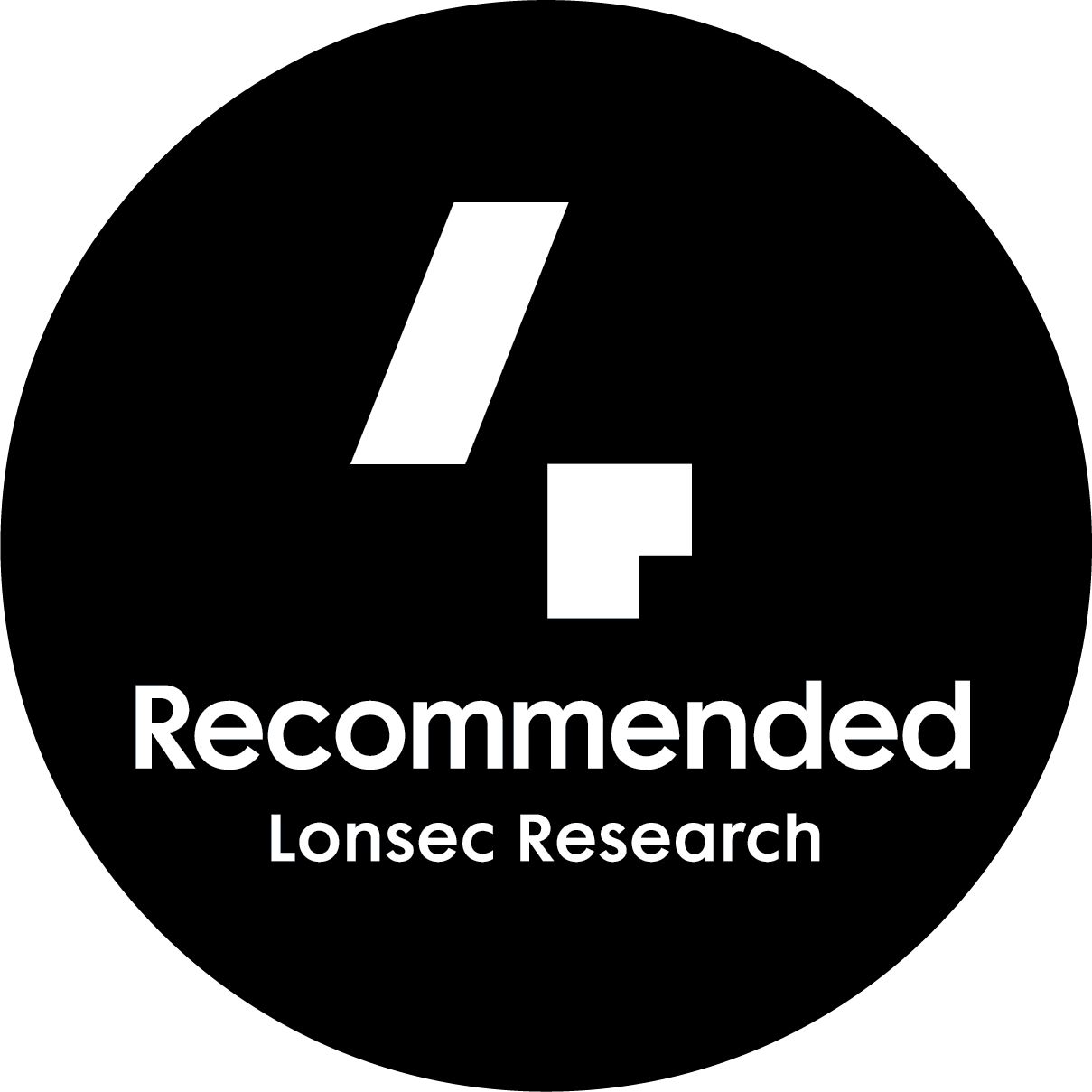 Black, circular Lonsec Recommended logo 