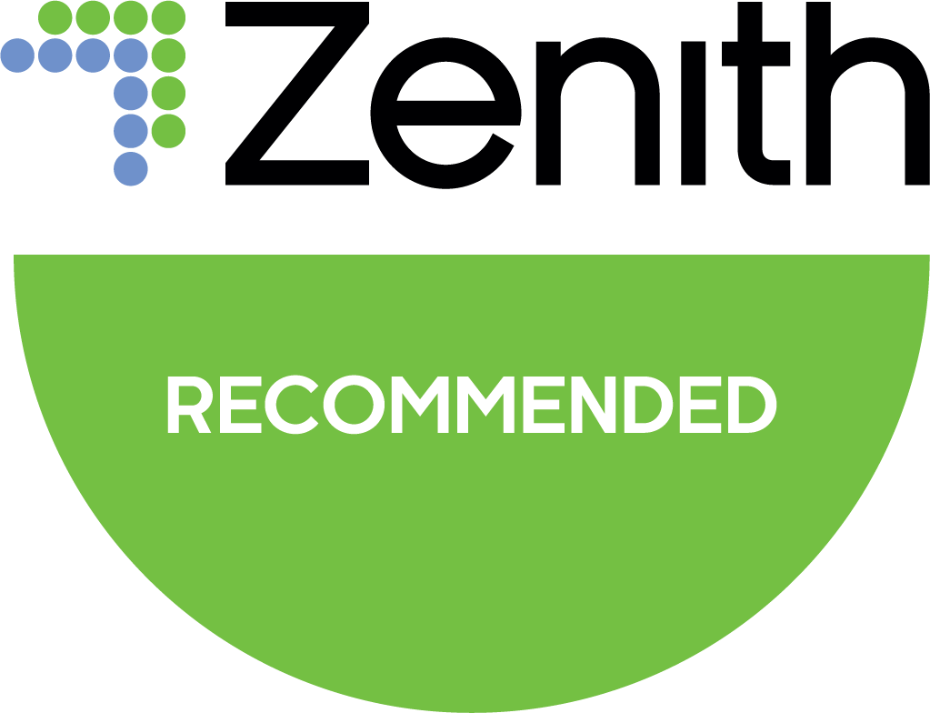 Green, circular Zenith Recommended Logo