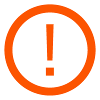 An orange circle with an exclamation mark in the centre.