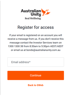 Email address screen