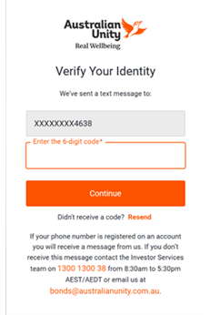 Verify your identity screen