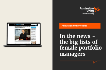 Titled In the news the big lists of female portfolio managers. Image of a laptop screen showing the article. 