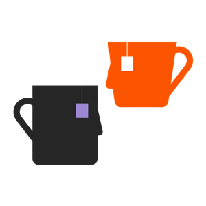 Illustration of two mugs that resemble faces to represent relationships