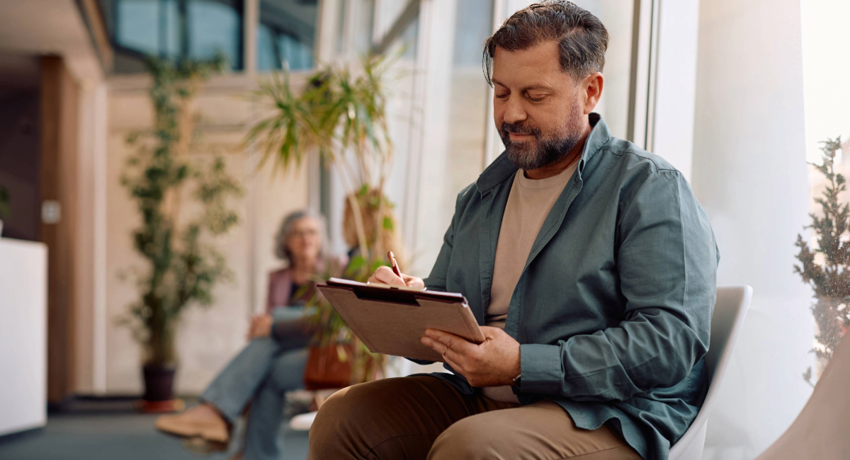 A man on a tablet