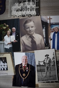 Photo montage of Stanley's life of achievements
