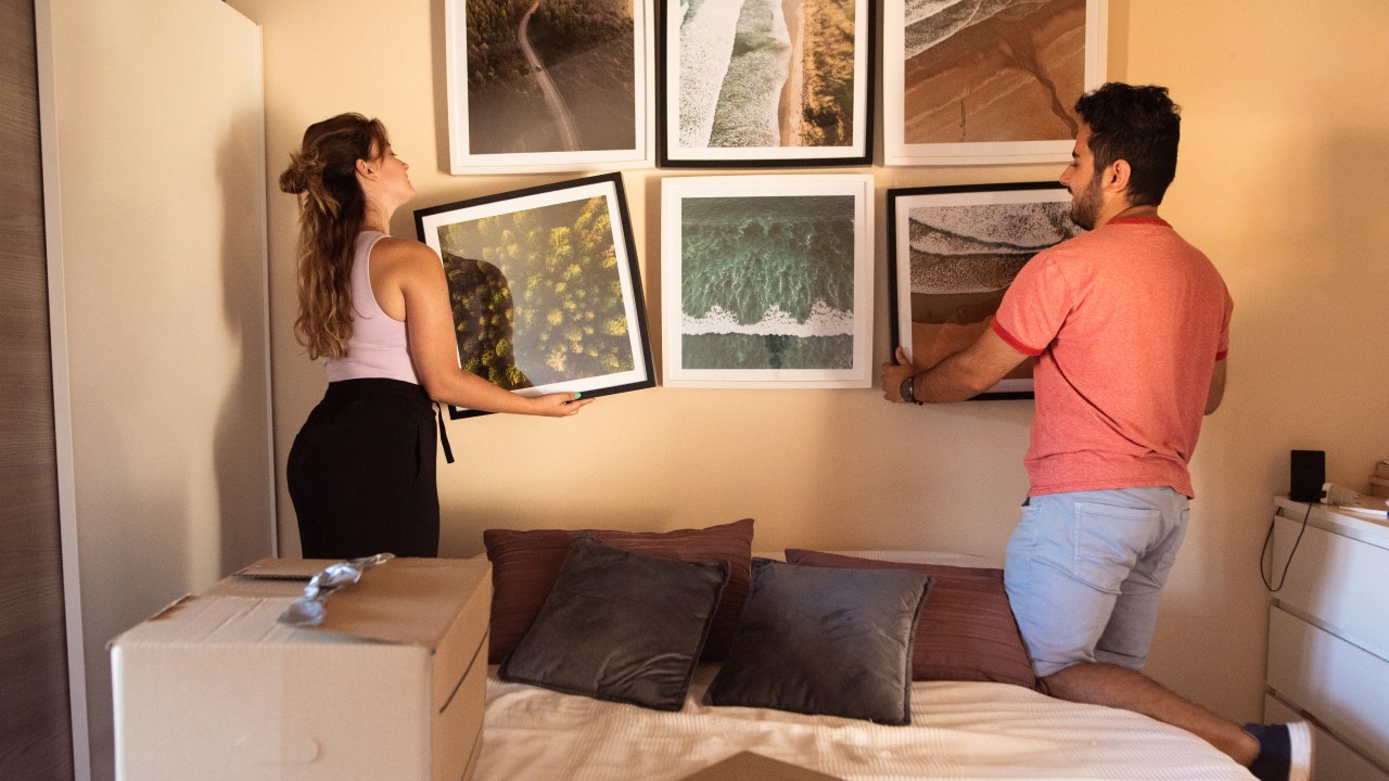 Man and woman moving house