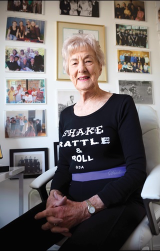 Helen Gordon sitting and relaxing at home