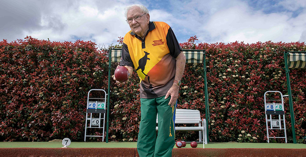 Wal Browning at his beloved lawn bowls