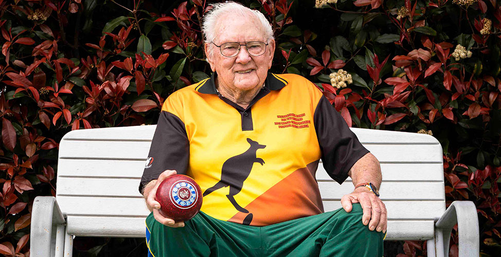 Wal Browning at his beloved lawn bowls