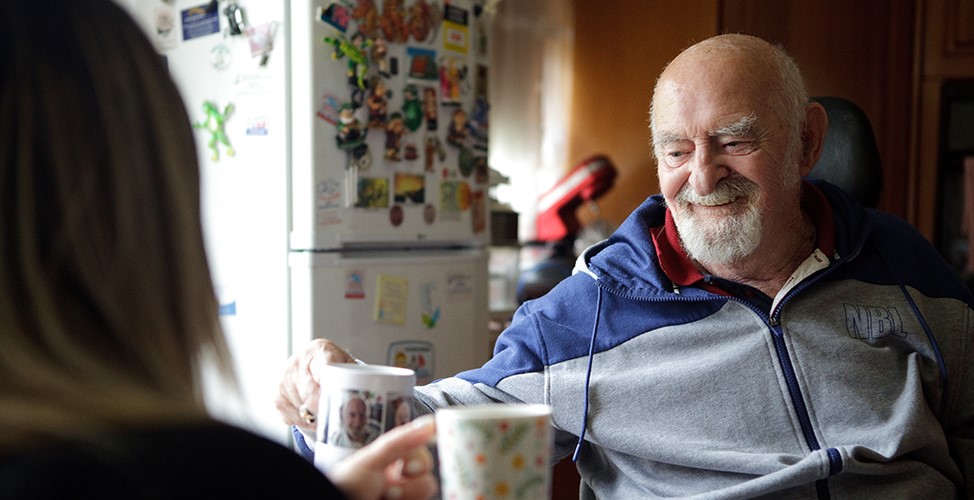 Older man enjoying a cup of tea