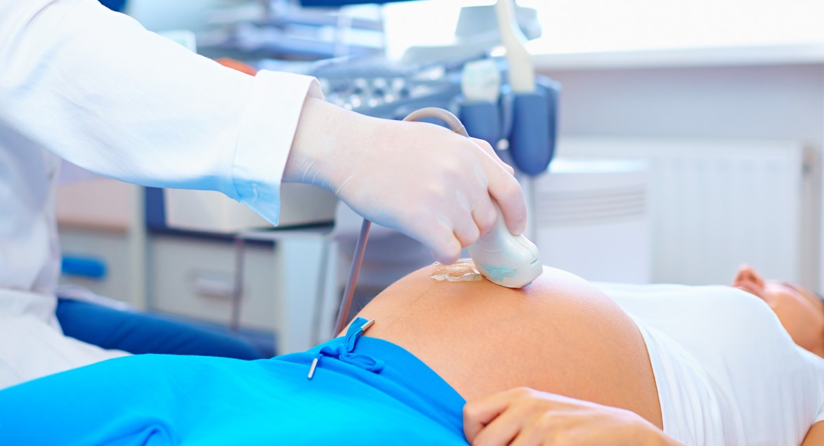 Pregnant woman receiving an ultrasound