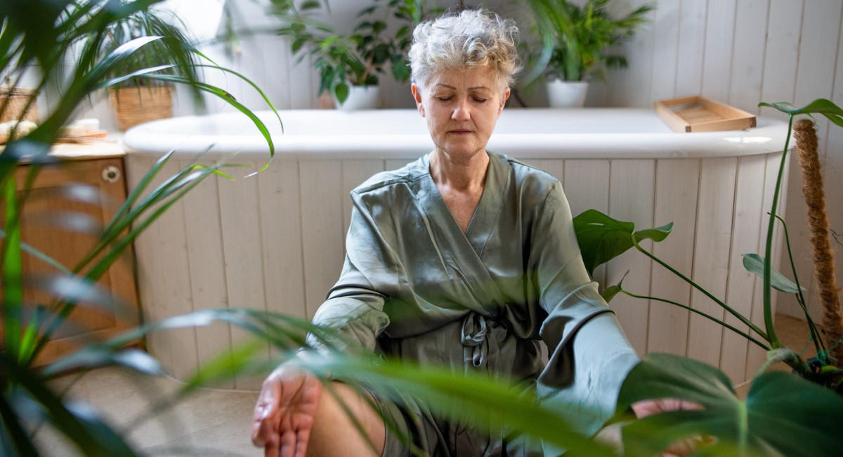 Older woman meditating