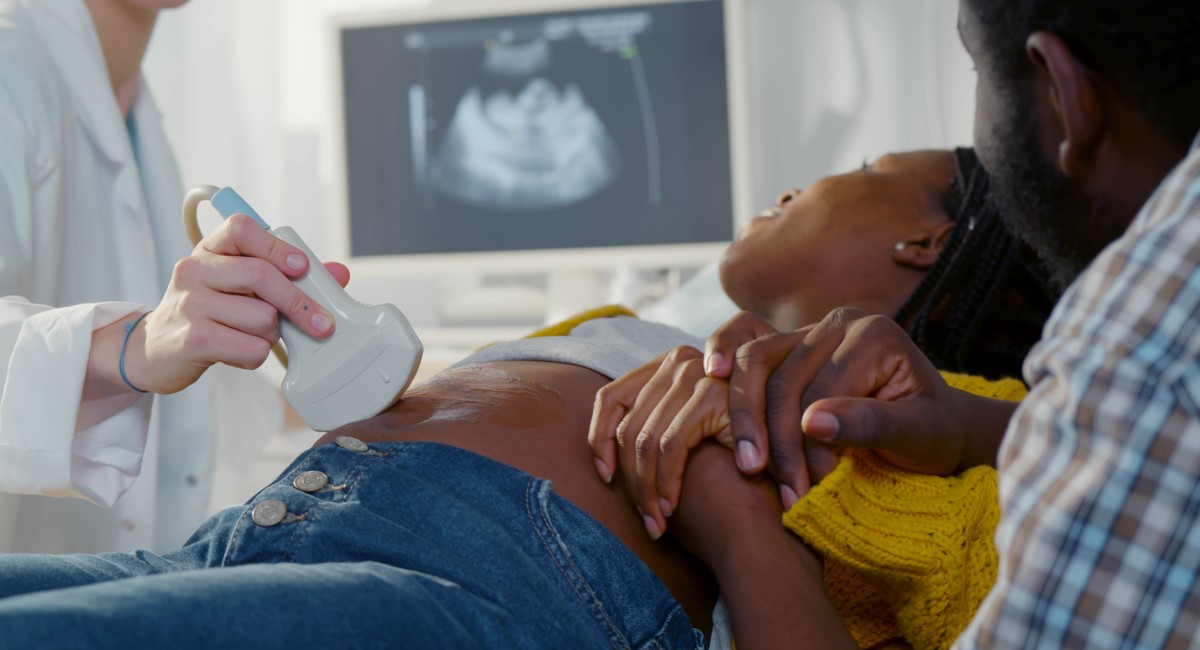 Pregnant woman receiving an ultrasound