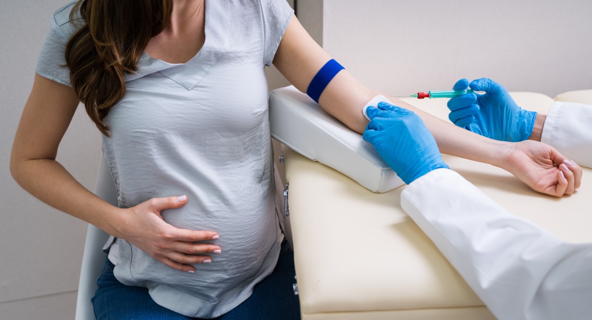 Pregnant woman getting a blood test