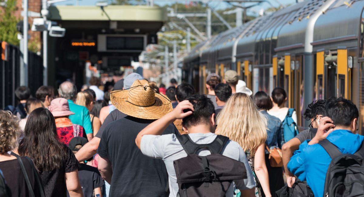 Generic shot of commuters at a train station