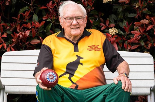 Wal Browning with his beloved lawn bowls