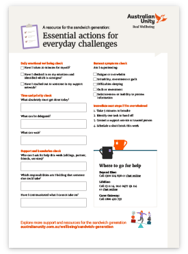 Essential actions for everyday challenges for the sandwich generation