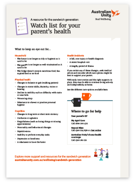 Watch list for your parent's health for the sandwich generation