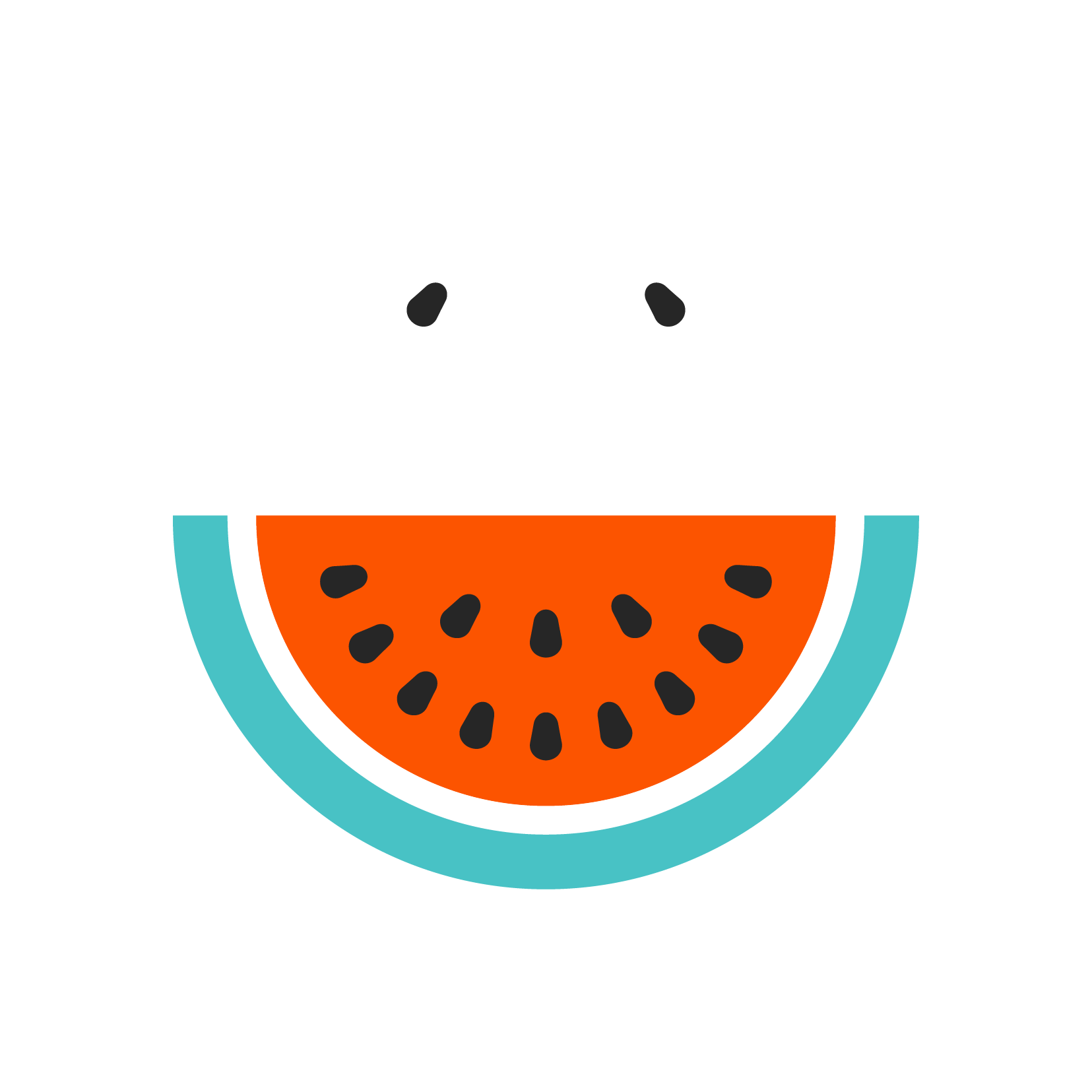 Illustration of a watermelon that looks like a smiling face to represent the health domain of wellbeing