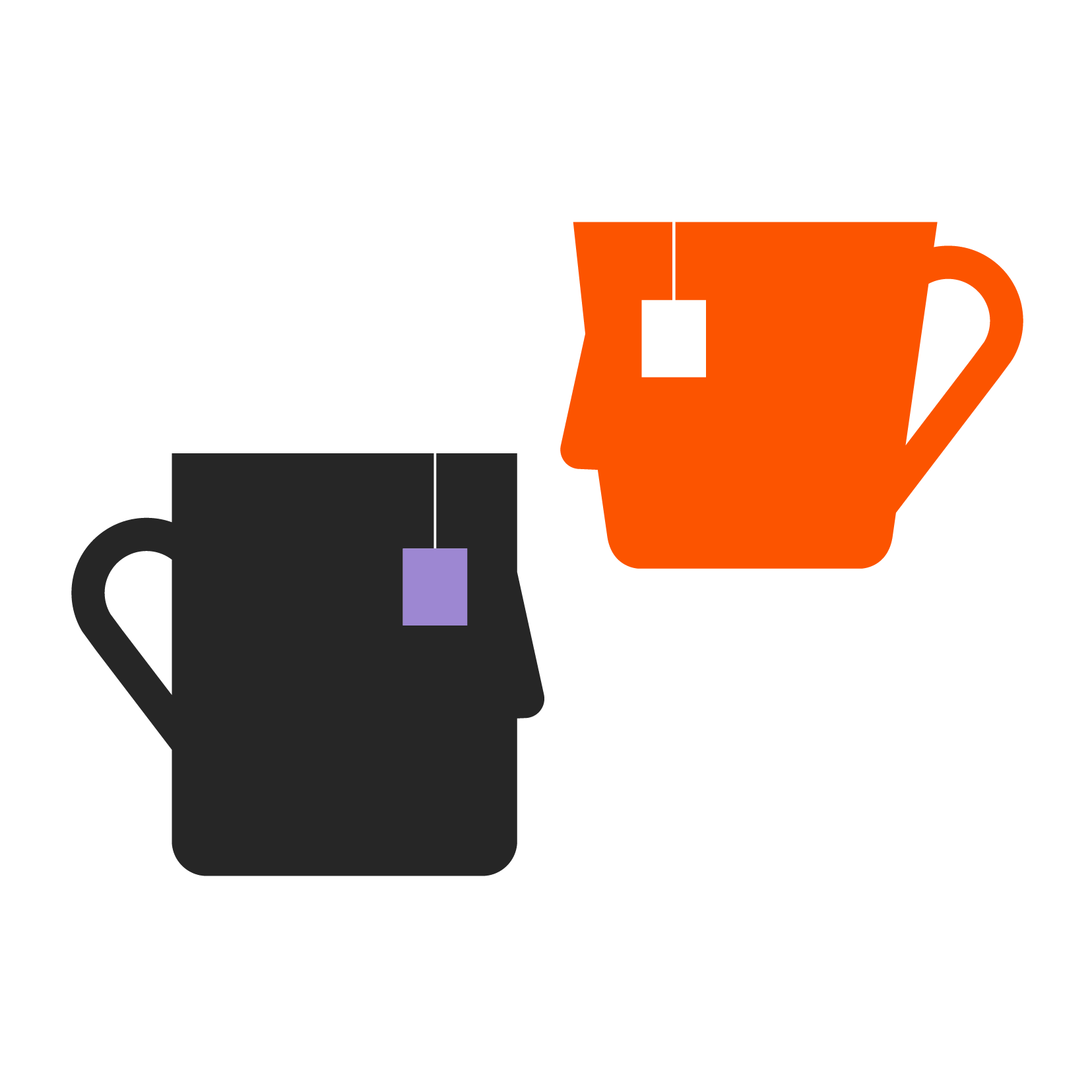 Illustration of two mugs that resemble faces to represent relationships