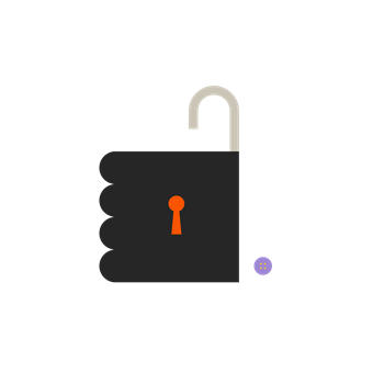 Illustration of a lock that looks like a hand giving the thumbs up to represent safety