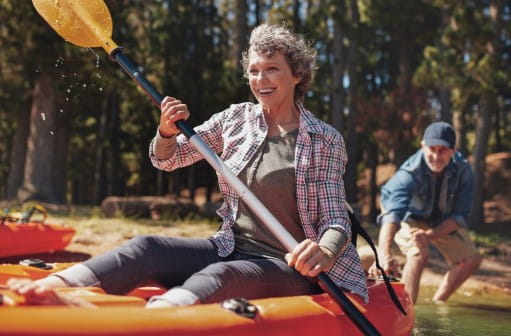 Older woman kayaking