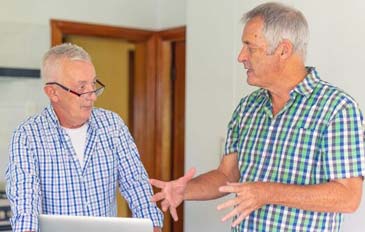 Two males talking